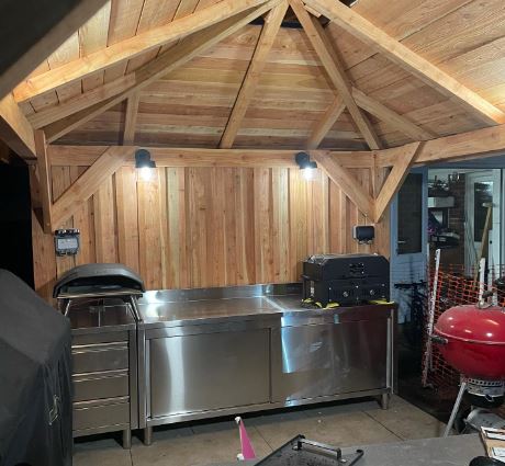 Outdoor kitchen and bbq setup under a 4m X 3m gazebo